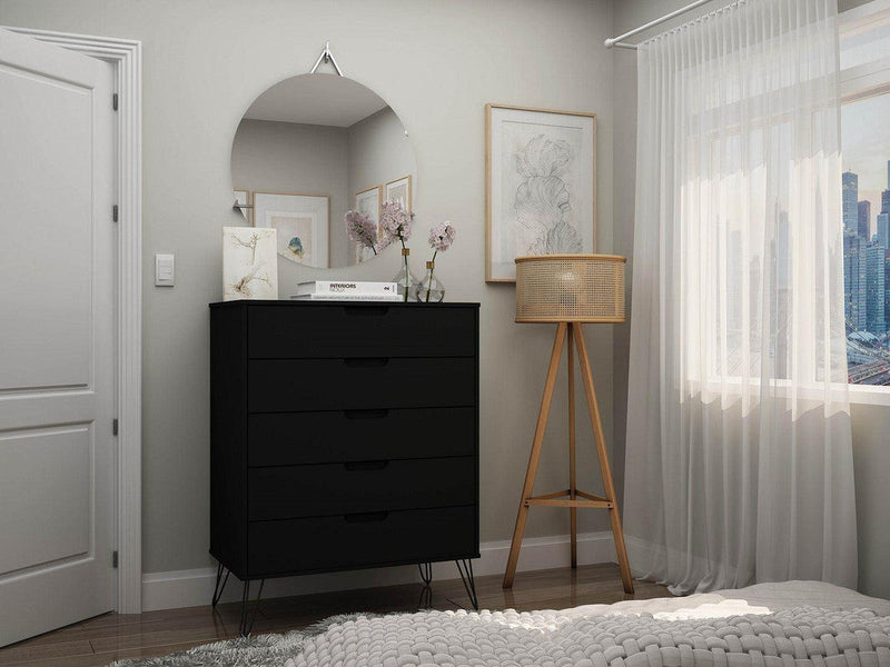 Neo Classic 5-Drawer Chest - Black