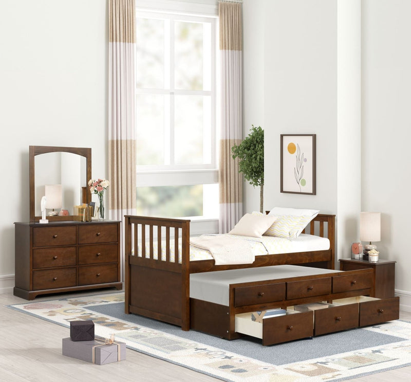 Trudy 3 Piece Twin Captain Bed with Trundle Espresso Leon s