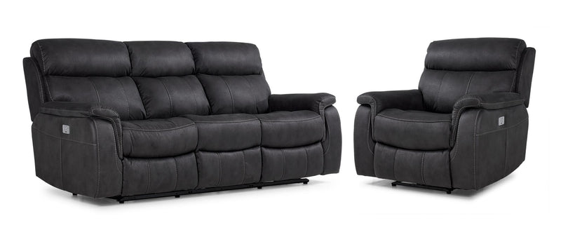 Haven Power Reclining Sofa and Chair Set Grey Leon s