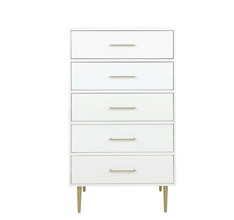 Frost 5 Drawer Chest - White, Black