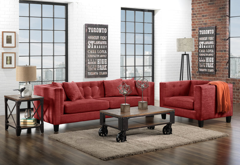 Astin Sofa and Chair and a Half Set Red Leon s