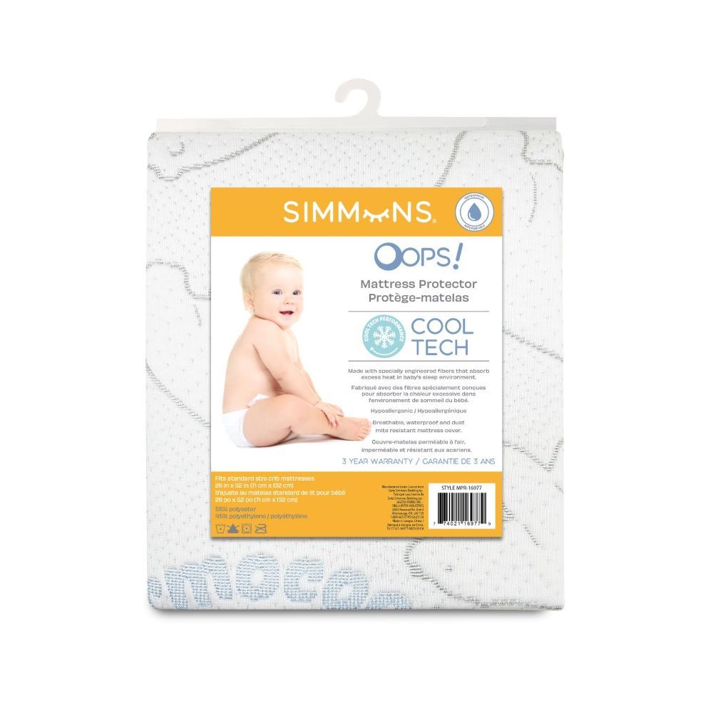 Simmons Oops Cool Tech Crib Mattress Protector - White