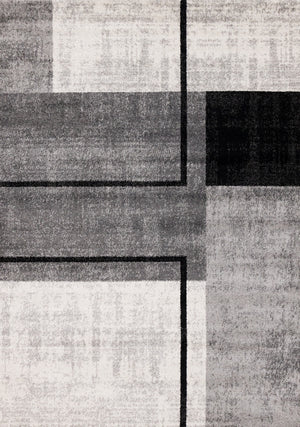 Elise Modern Geometric Area Rug - Grey Black White - 5' X 8'