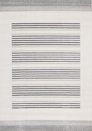 Claremont Sleek Modern Lines Area Rug - White Grey - 5' X 8'