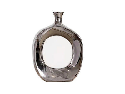 Fresh Perspective Shiny Silver Small Vase -Silver