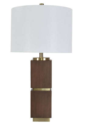 Fresh Perspective Metal Living Room Table Lamp - Light Brown/White