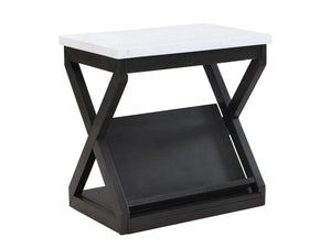 Hadyn End Table - Marble & Dark Grey