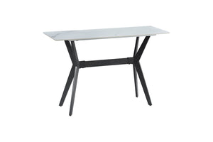 Kalani 47" Sofa Table - White Sintered Stone & Black Metal