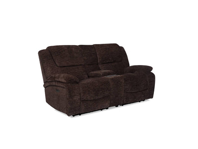 Maxwell Power Reclining Loveseat with Console - Brown