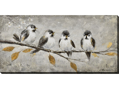 A Small Gathering Wall Art - Grey/Gold - 40 X 20