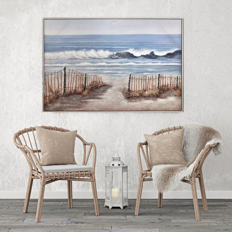 Seaside Crash Wall Art - Blue/Light Brown - 49 X 33