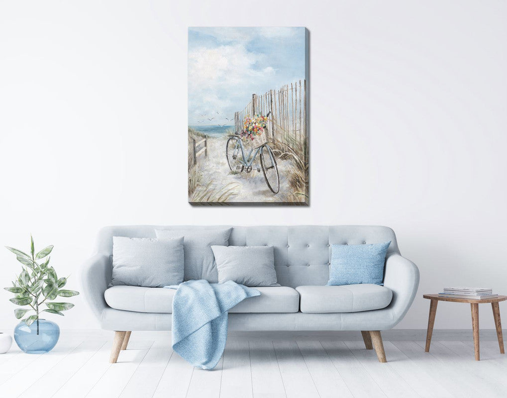 Flowers at the Beach Wall Art - Blue/White - 24 X 36