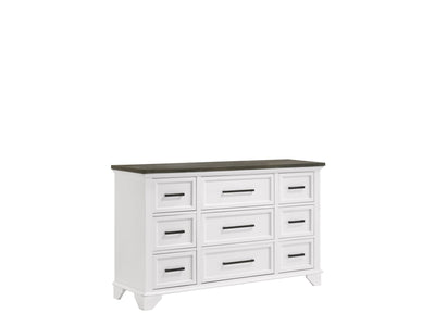 Abigail 9 Drawer Dresser - White and Grey