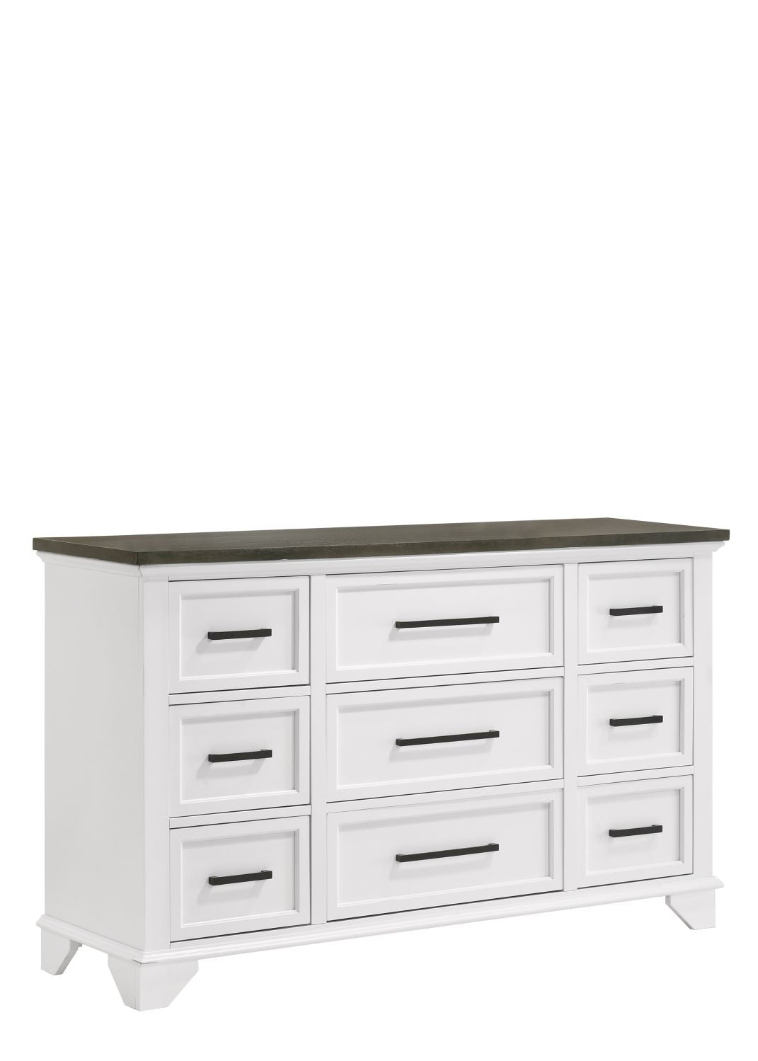 Abigail 9 Drawer Dresser - White and Grey