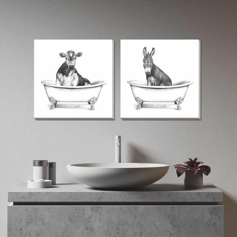 Bathtub Friends IX Wall Art - White/Black - 18 X 18