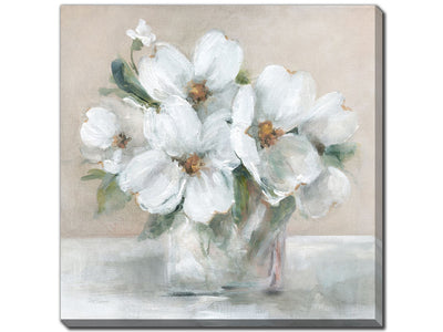 Vase of Flowers I Wall Art - White/Green - 24 X 24