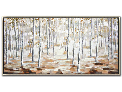 Autumn Forest Wall Art - Light Brown/White - 57 X 29