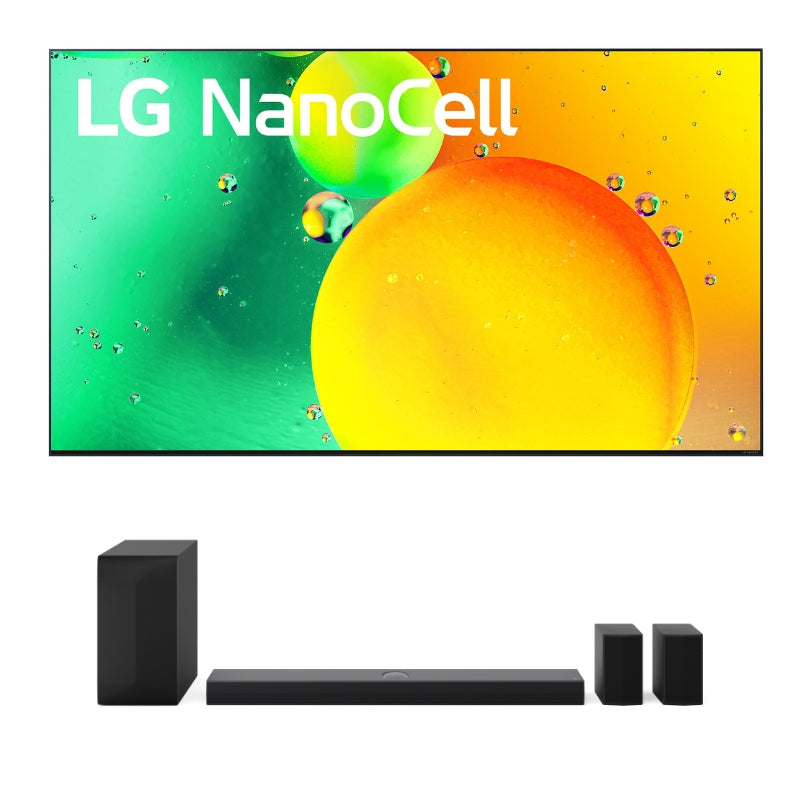 LG 75" 4K NanoCell TruMotion 120 Smart TV & S70TR 5.1.1 ch. 500W Soundbar with Rear Speakers - 75NANO75UQA.ACC/S70TR.ACANLLK