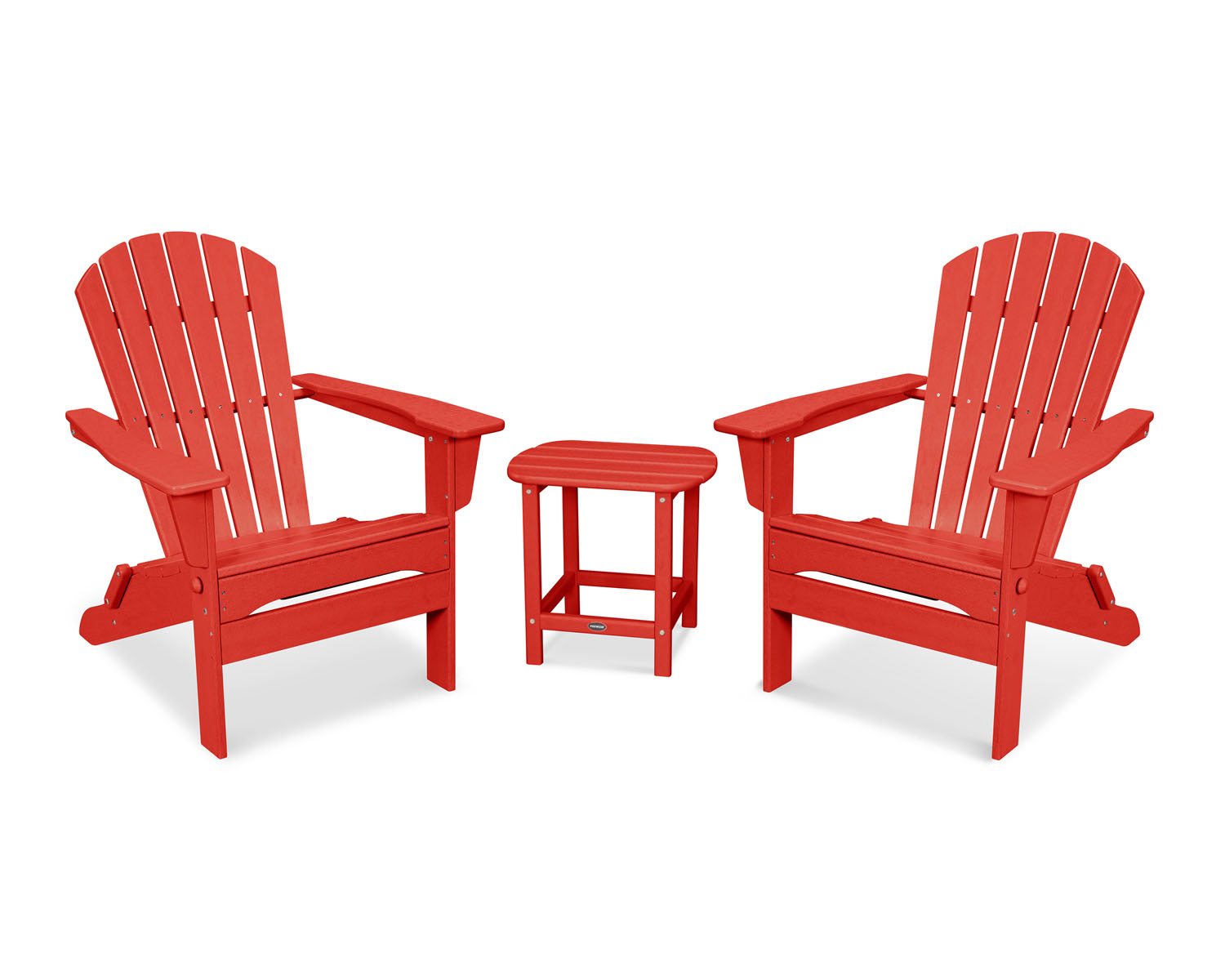 POLYWOOD South Beach 3 Piece Folding Adirondack Set Sunset Red Leon S   PWS446 1 SR ST 