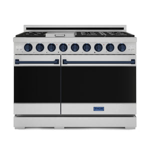 Thor Kitchen Stainless Steel Freestanding Professional Double Oven Gas Range|Gorodn Ramsay Series (7 cu.ft.) - RSG48ELP-BLU