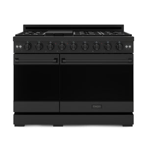 Thor Kitchen Black Stainless Steel Freestanding Professional Double Oven Liquid Propane Gas Range|Gordon Ramsay Series (7 cu.ft.) - RSG48EBLP