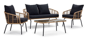 Belize 4 - Piece Outdoor Conversation Set - Beige & Black