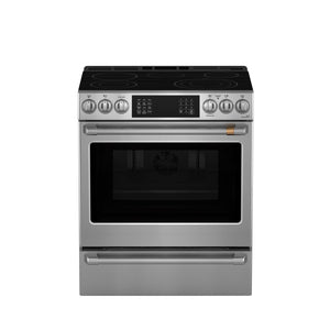 Café Stainless Steel 30" Slide-In Front Control Electric Range with Dynamic Bake (5.7 Cu.ft.) - CRS70XAWCS1