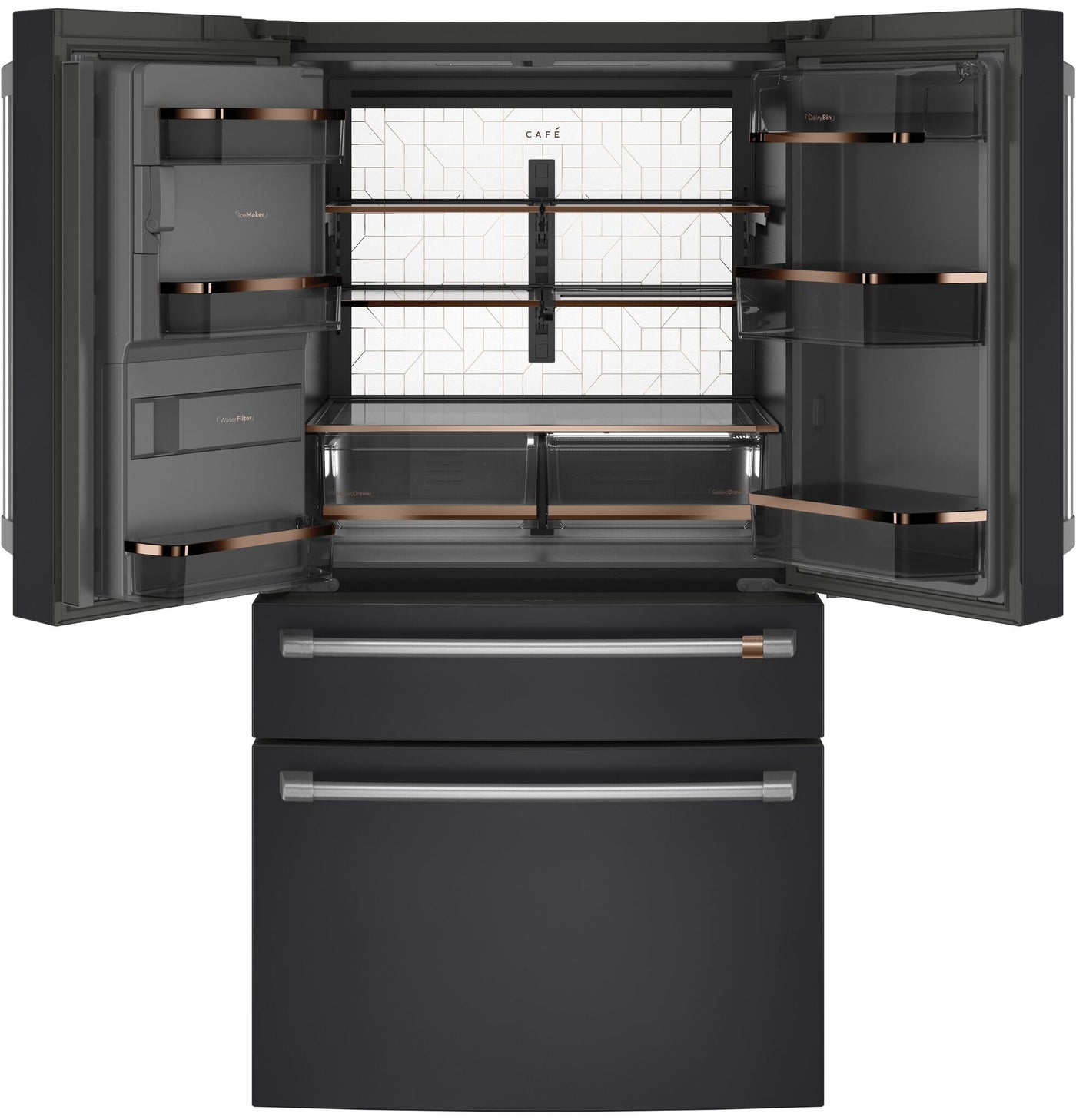 GE Café Matte Black Smart Counter-Depth 4-Door French-Door Refrigerator (22.3 Cu.Ft.) - CXE22DP3PD1
