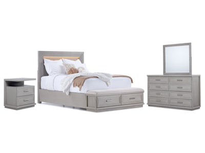 Cascade 6-Piece Queen Storage Bench Bedroom Package - Dovetail Grey