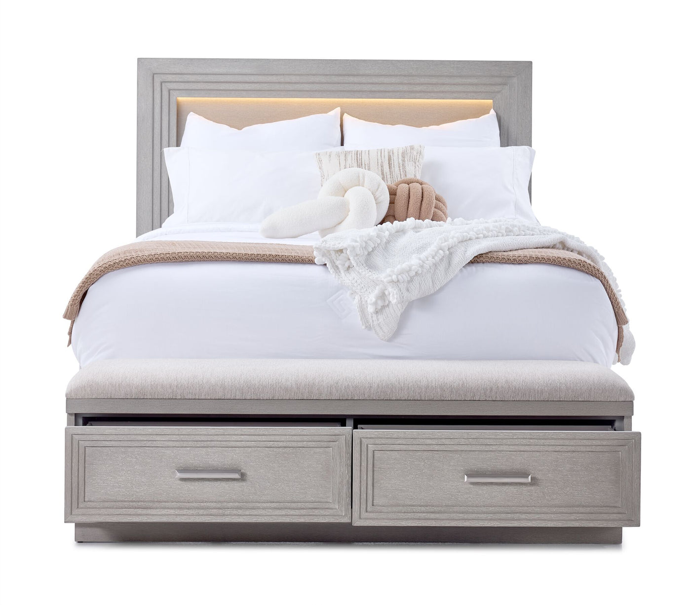 Cascade 3-Piece Queen Storage Bench Bed - Dovetail Grey