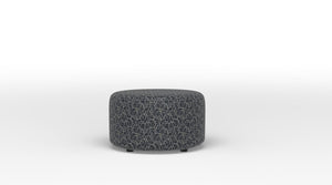 Duffield Round Accent Ottoman - Boxes Dark Blue