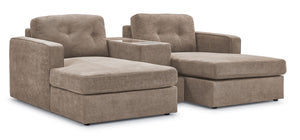 Connex 3-Piece Modular Sectional with Chaise and Drawer Console -Beige