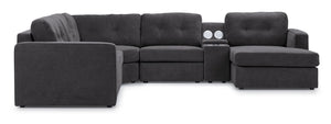 Connex 6-Piece Modular Sectional with Storage Console - Dark Grey