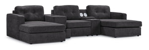 Connex 5-Piece Modular Sectional with Consoles - Dark Grey