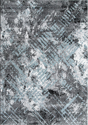 Dawn 5'3" x 7'7" Worn Crosshatch Area Rug - Grey, Blue