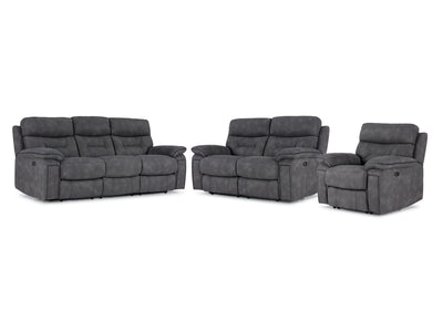 Dawson Power Reclining Sofa, Loveseat and Chair Set - Graphite