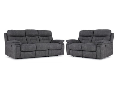 Dawson Power Reclining Sofa and Loveseat Set - Graphite