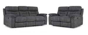 Dawson Power Reclining Sofa and Loveseat Set - Graphite