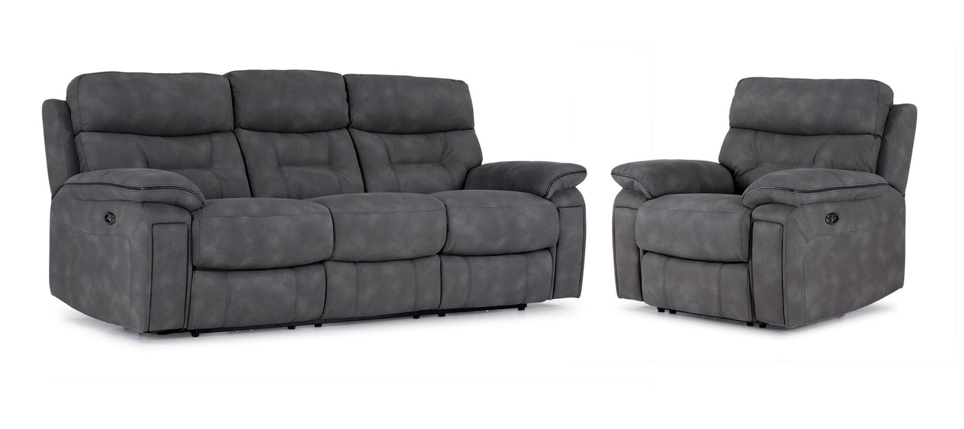 Dawson Power Reclining Sofa and Chair Set - Graphite