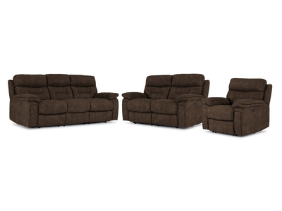 Dawson Power Reclining Sofa, Loveseat and Chair Set - Brown