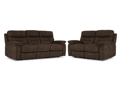 Dawson Power Reclining Sofa and Loveseat Set - Brown