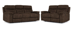 Dawson Power Reclining Sofa and Loveseat Set - Brown