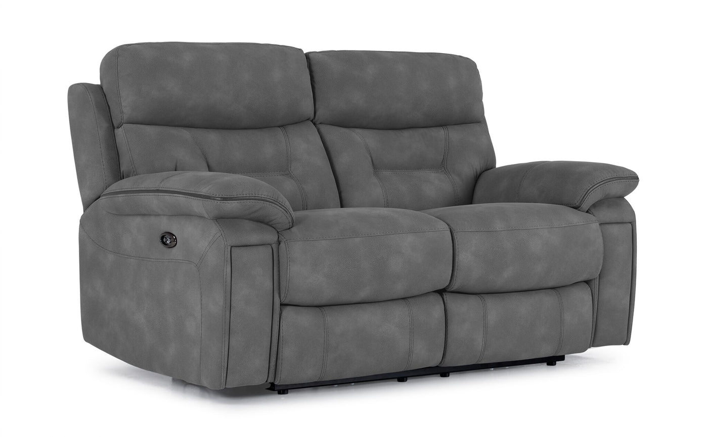 Dawson Power Reclining Sofa and Loveseat Set - Silver Grey