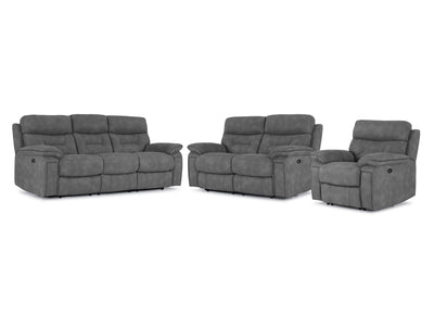 Dawson Power Reclining Sofa, Loveseat and Chair Set - Silver Grey