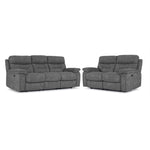 Dawson Power Reclining Sofa and Loveseat Set - Silver Grey