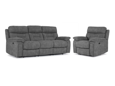 Dawson Power Reclining Sofa and Chair Set - Silver Grey