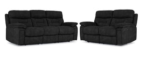 Dawson Power Reclining Sofa and Loveseat Set - Charcoal