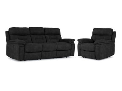 Dawson Power Reclining Sofa and Chair Set - Charcoal