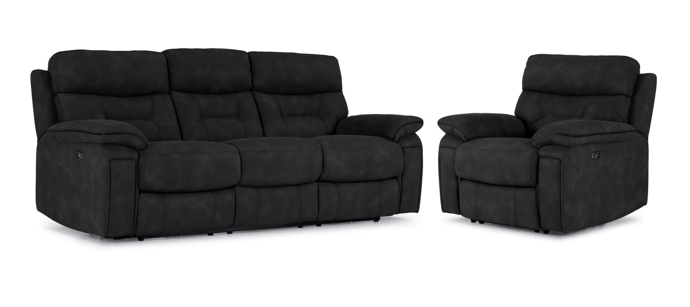 Dawson Power Reclining Sofa and Chair Set - Charcoal