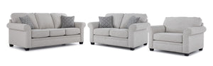 Duffield Sofa, Loveseat and Chair and a Half Set - Light Beige